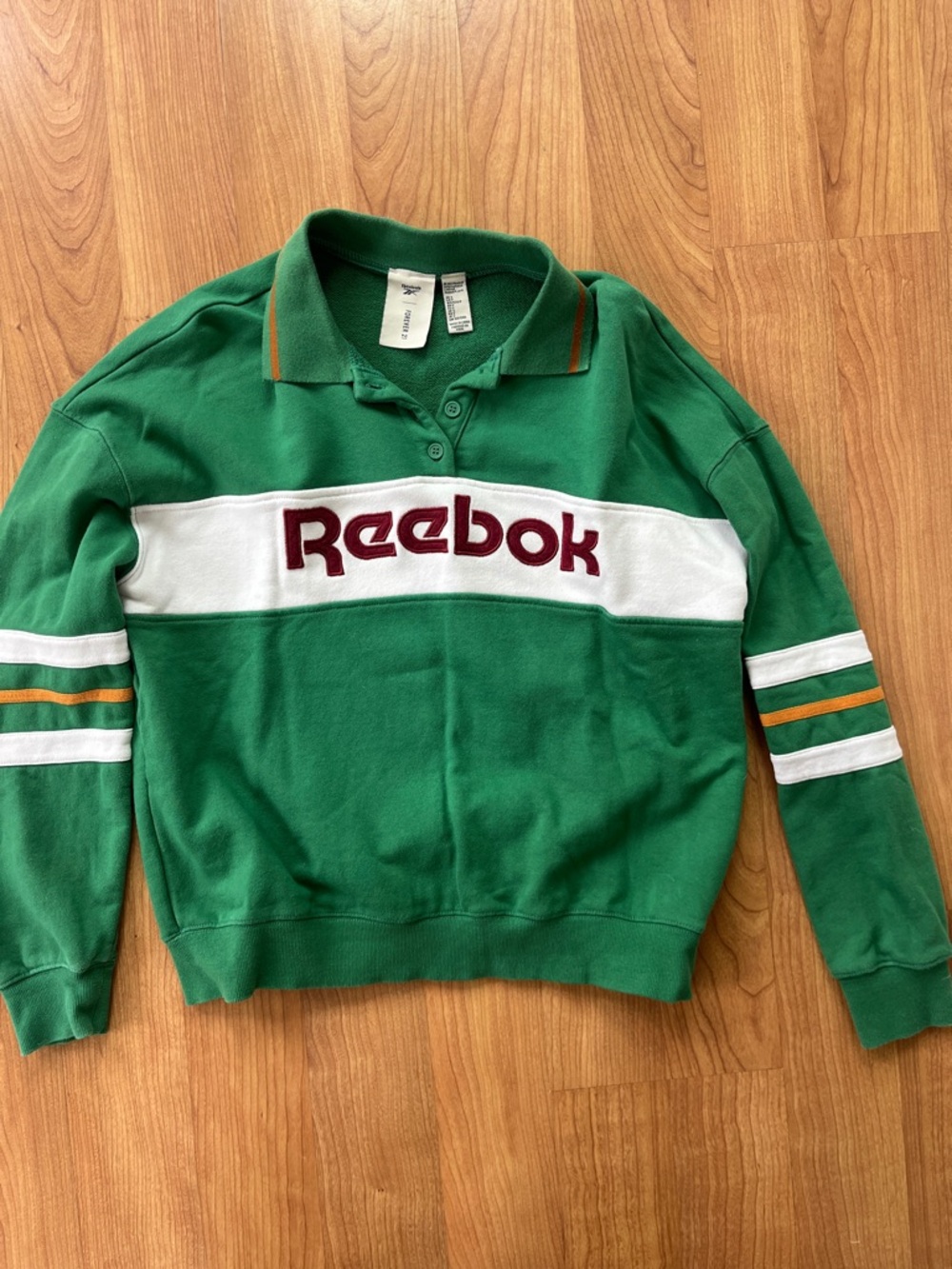 Reebok x Forever 21 Green Crewneck Polo Sweatshirt retro